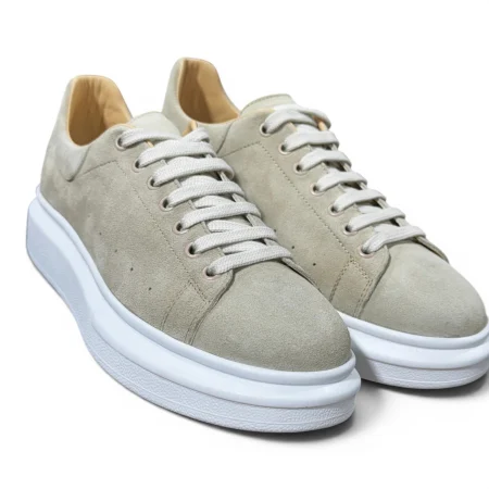 Sneakers Khalifa Bărbați Piele Întoarsă Crem  talpă albă [3]