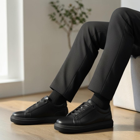 Sneakers Negru barbati din piele naturala [5]