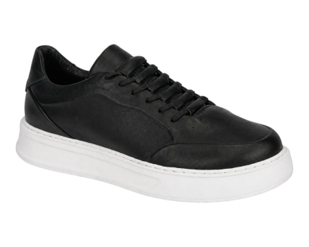 Sneakers Negru premium pentru bărbați cu talpă albă [2]