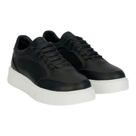 Sneakers Negru premium pentru bărbați cu talpă albă [3]