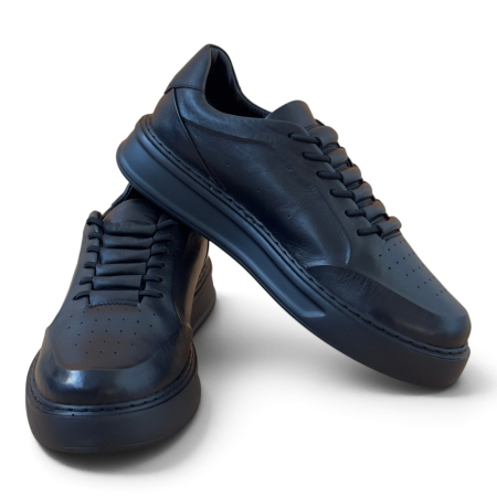 Sneakers Negru premium pentru barbati cu talpa neagra [1]