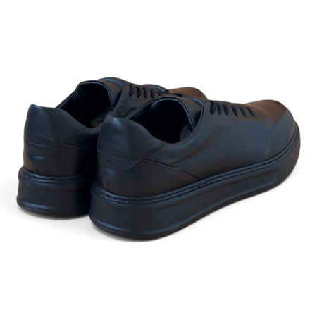 Sneakers Negru premium pentru barbati cu talpa neagra [4]