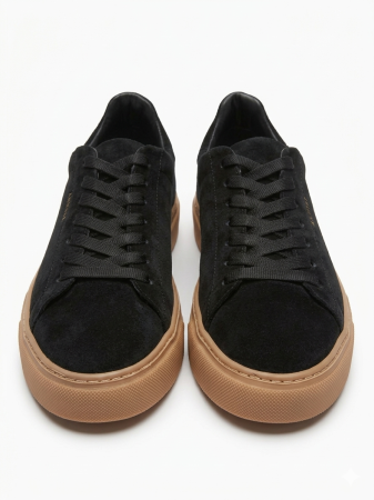 Smart Casual - Sneakers Urban Bărbați Piele Întoarsă Neagră - Gum Sole Edition