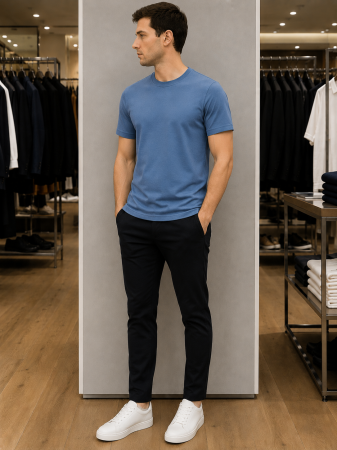 Tricou Bărbați Bleu Texturat