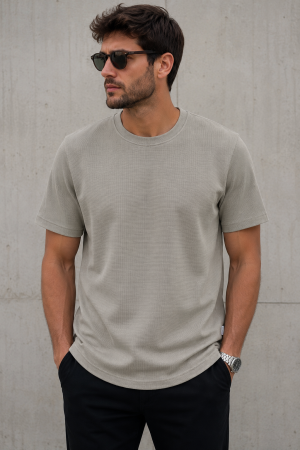 Tricou Bărbați Gri Texturat