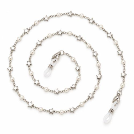 Accesorii si solutii - Lănțișor Ochelari Perle & Stele Argintiu