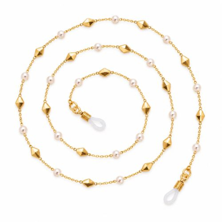 Accesorii si solutii - Lănțișor Ochelari Perle & Romburi Auriu