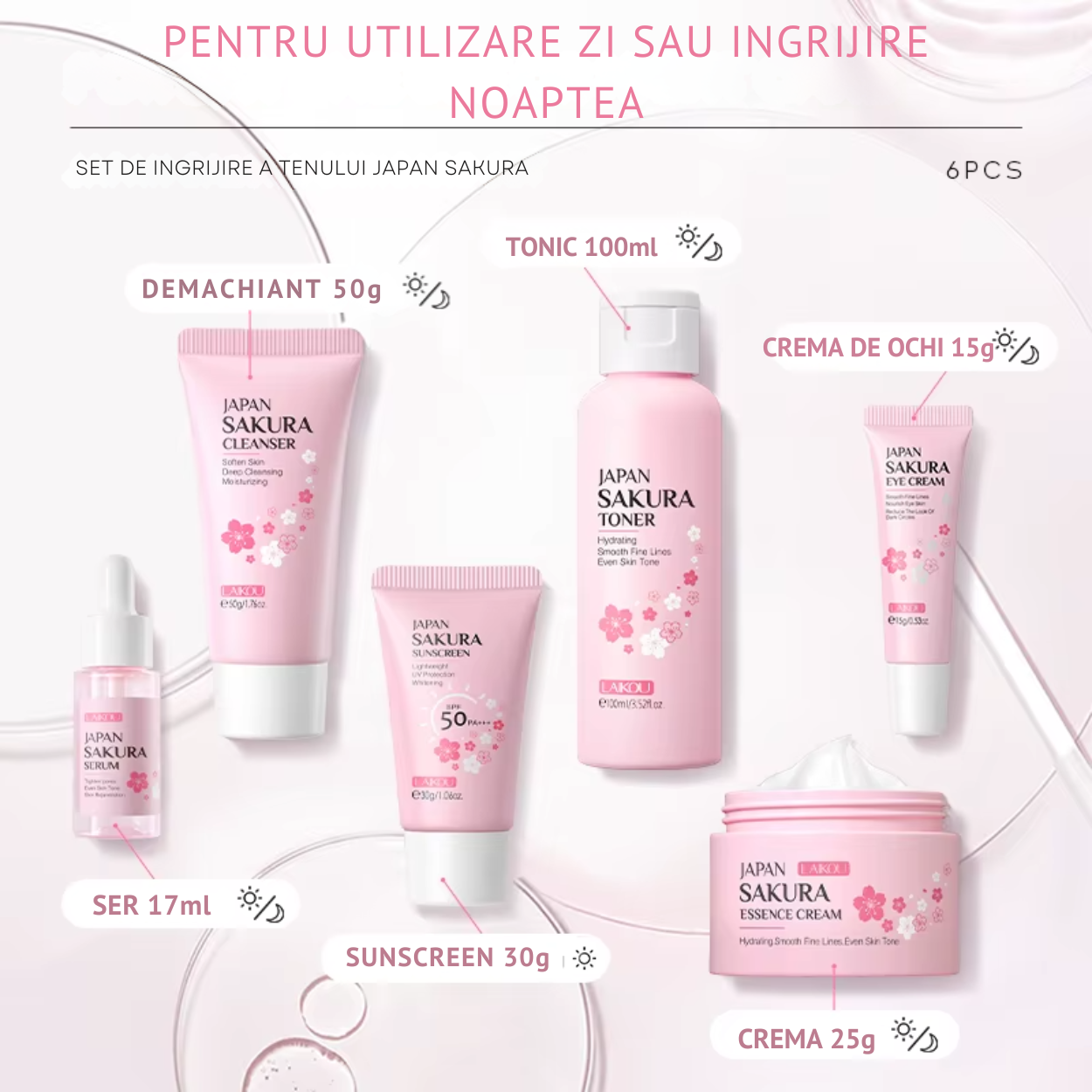 Set Îngrijire Ten Japan Sakura – 6 Piese – Hidratare, Elasticitate și Luminozitate cu Ingrediente Premium [2]