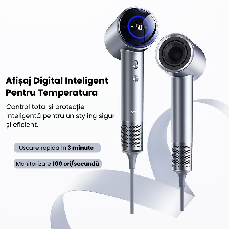Uscător de Păr Profesional cu Ioni Negativi 200 Milioane, Motor 110000 rpm, Uscare Rapidă 30 Secunde, Control Inteligent Temperatură NTC, Afișaj Digital, Flux Aer Puternic 23 m/s, Anti-Frizz, Silențio [3]