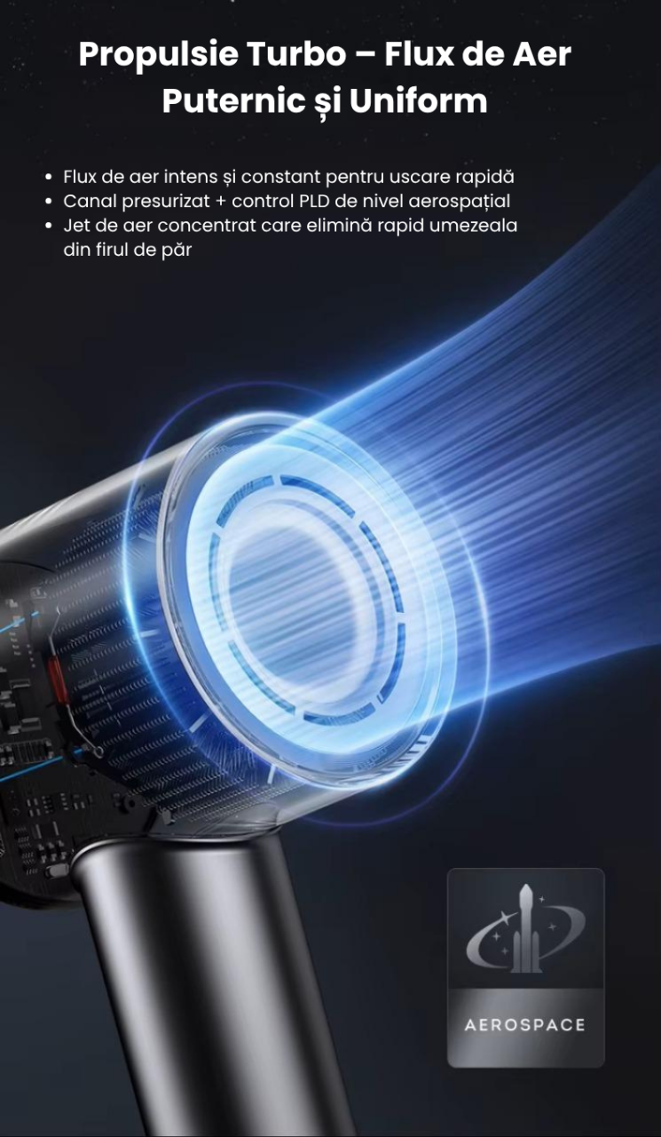 Uscător de Păr Profesional cu Ioni Negativi 200 Milioane, Motor 110000 rpm, Uscare Rapidă 30 Secunde, Control Inteligent Temperatură NTC, Afișaj Digital, Flux Aer Puternic 23 m/s, Anti-Frizz, Silențio [10]