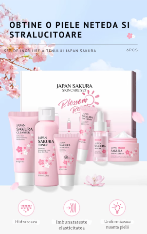 INGRIJIRE PERSONALA - Set Îngrijire Ten Japan Sakura – 6 Piese – Hidratare, Elasticitate și Luminozitate cu Ingrediente Premium