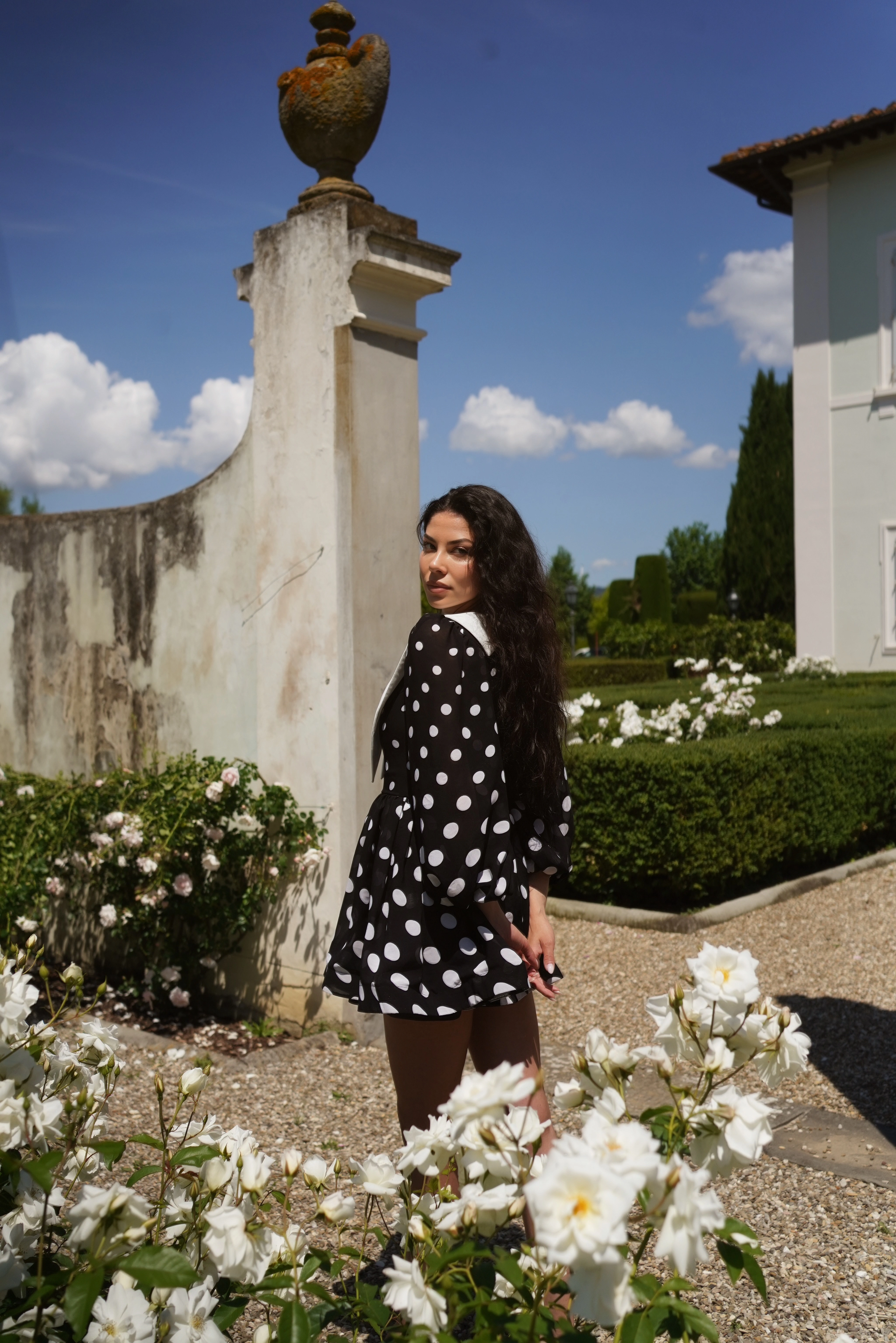 Polka Dot Mini Dress - Rochie mini din voal cu poliester și bumbac 100% [2]