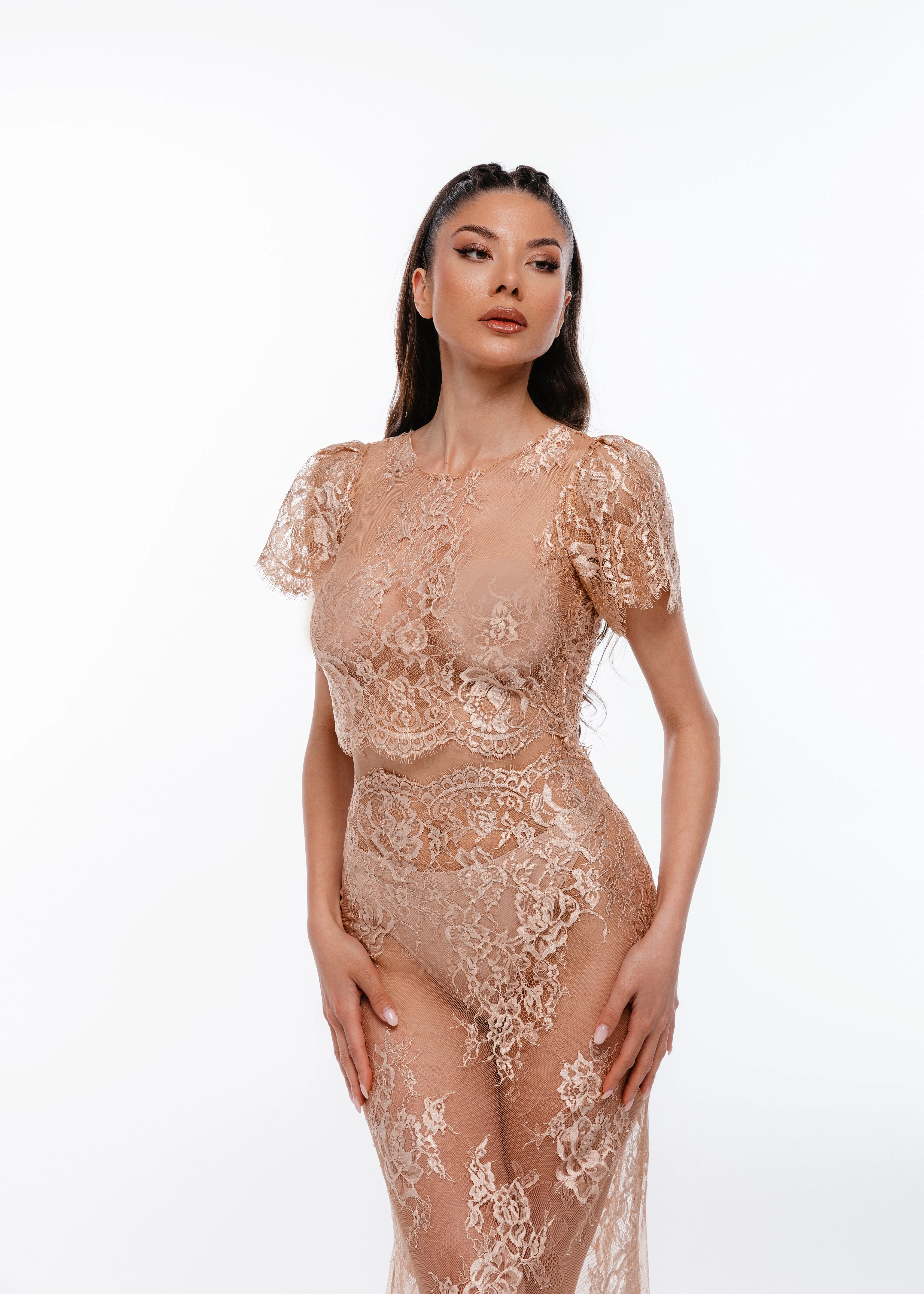 Rochie Nude Étoile - Rochie din dantelă chantilly [2]
