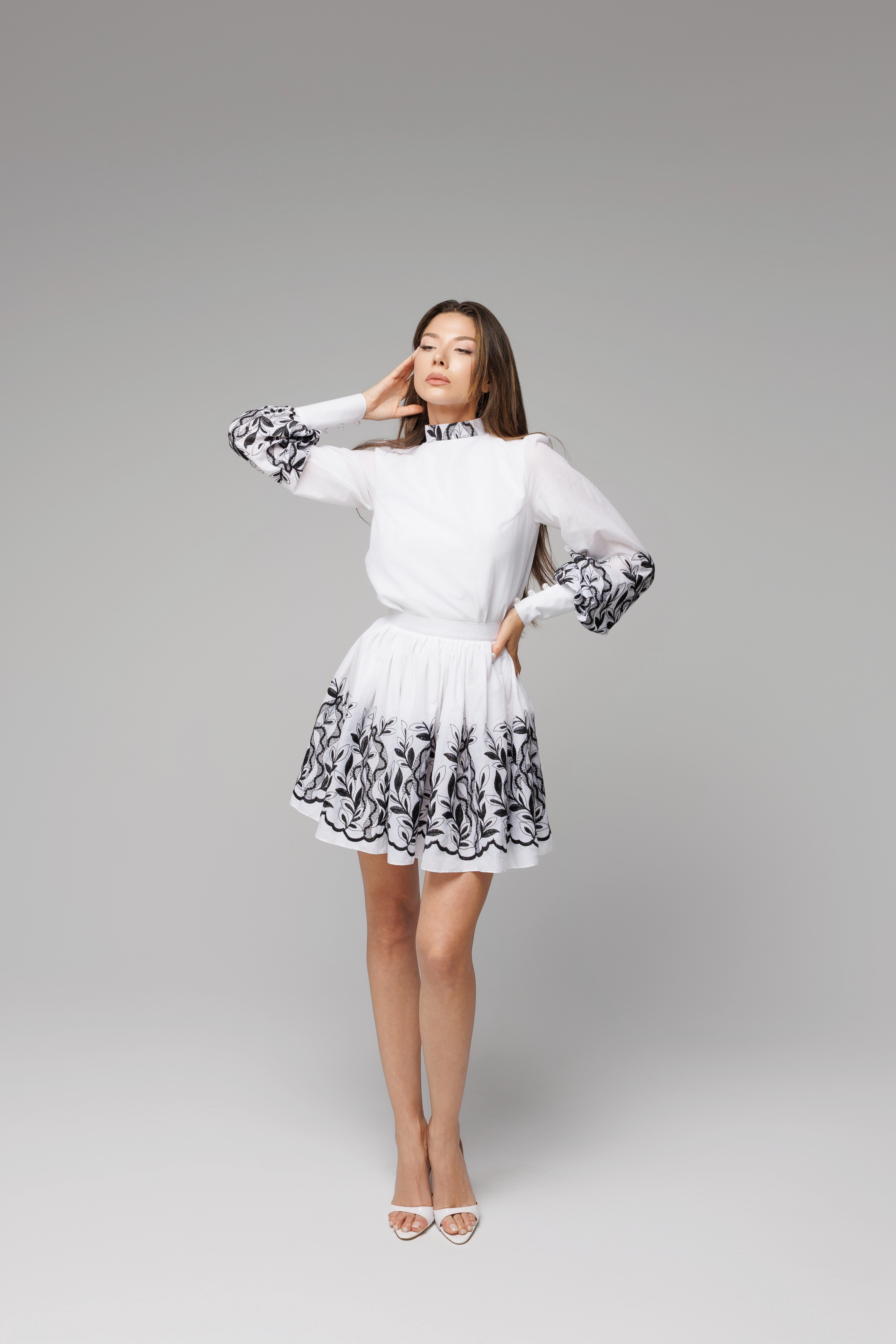 Set Black & White Bloom - Rochie de vară elegantă [2]