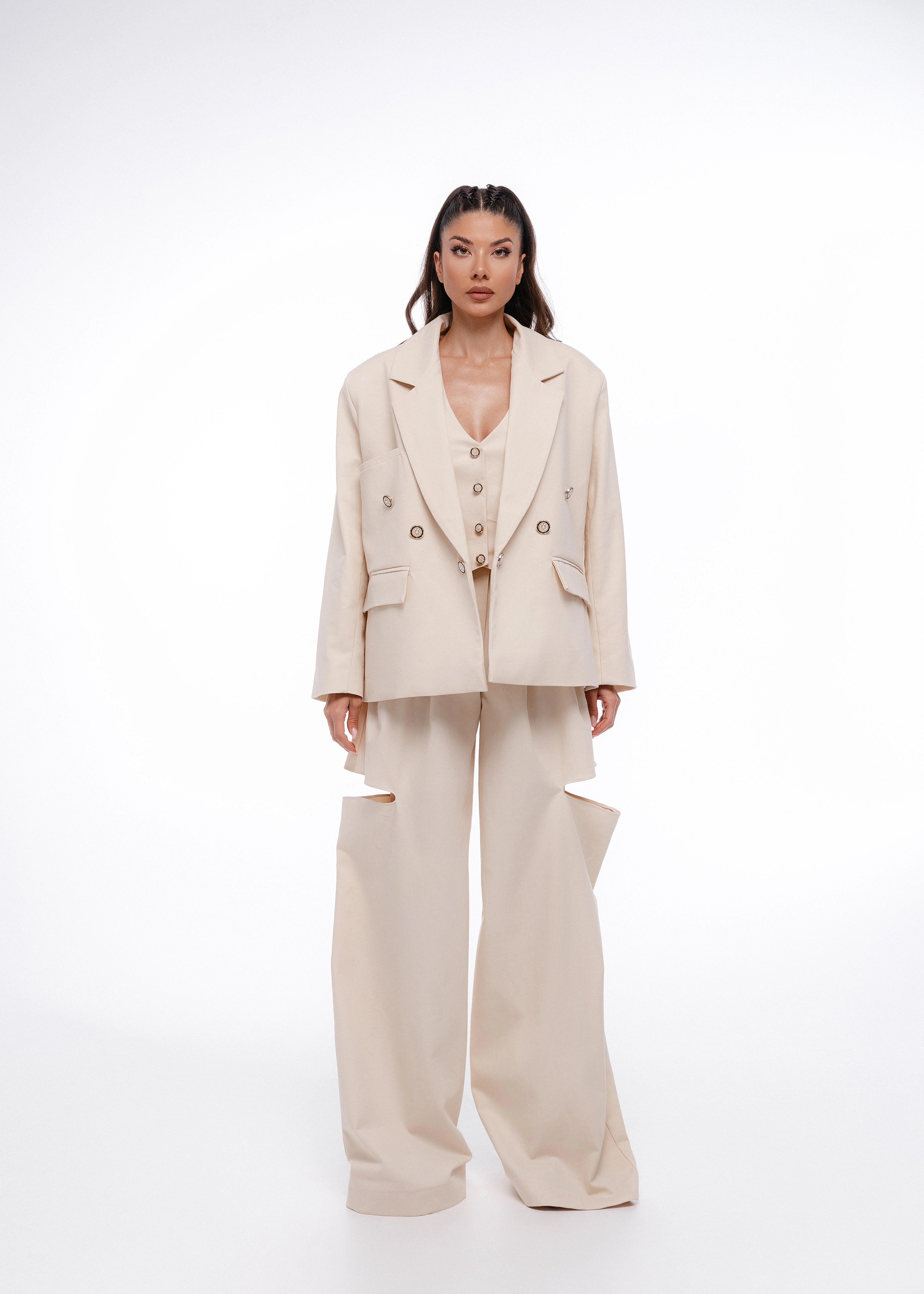 Tailored Wide Leg Pants - Pantaloni wide leg din stofă premium [2]