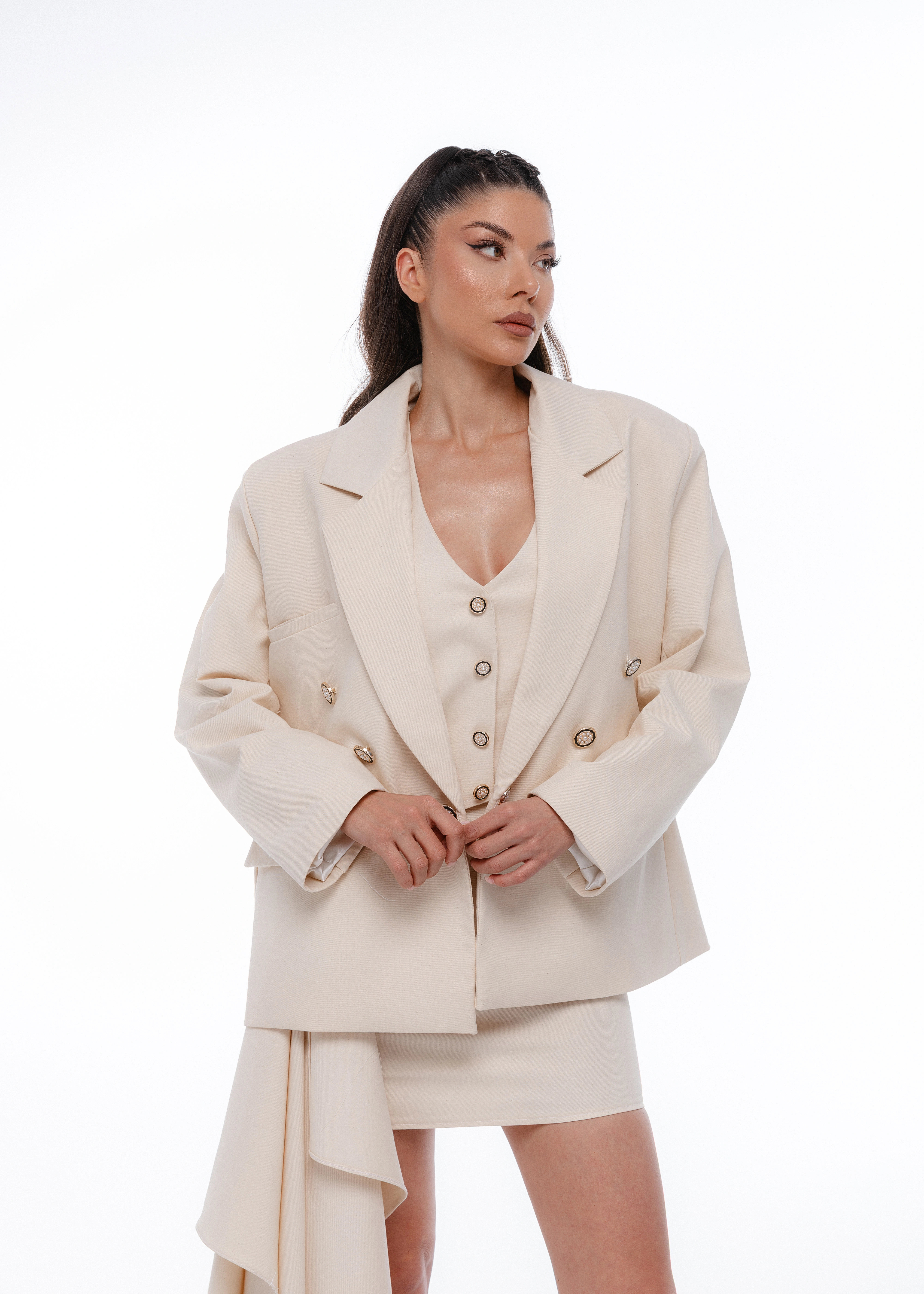 Noutati - Oversized Blazer - Sacou oversized din stofă premium