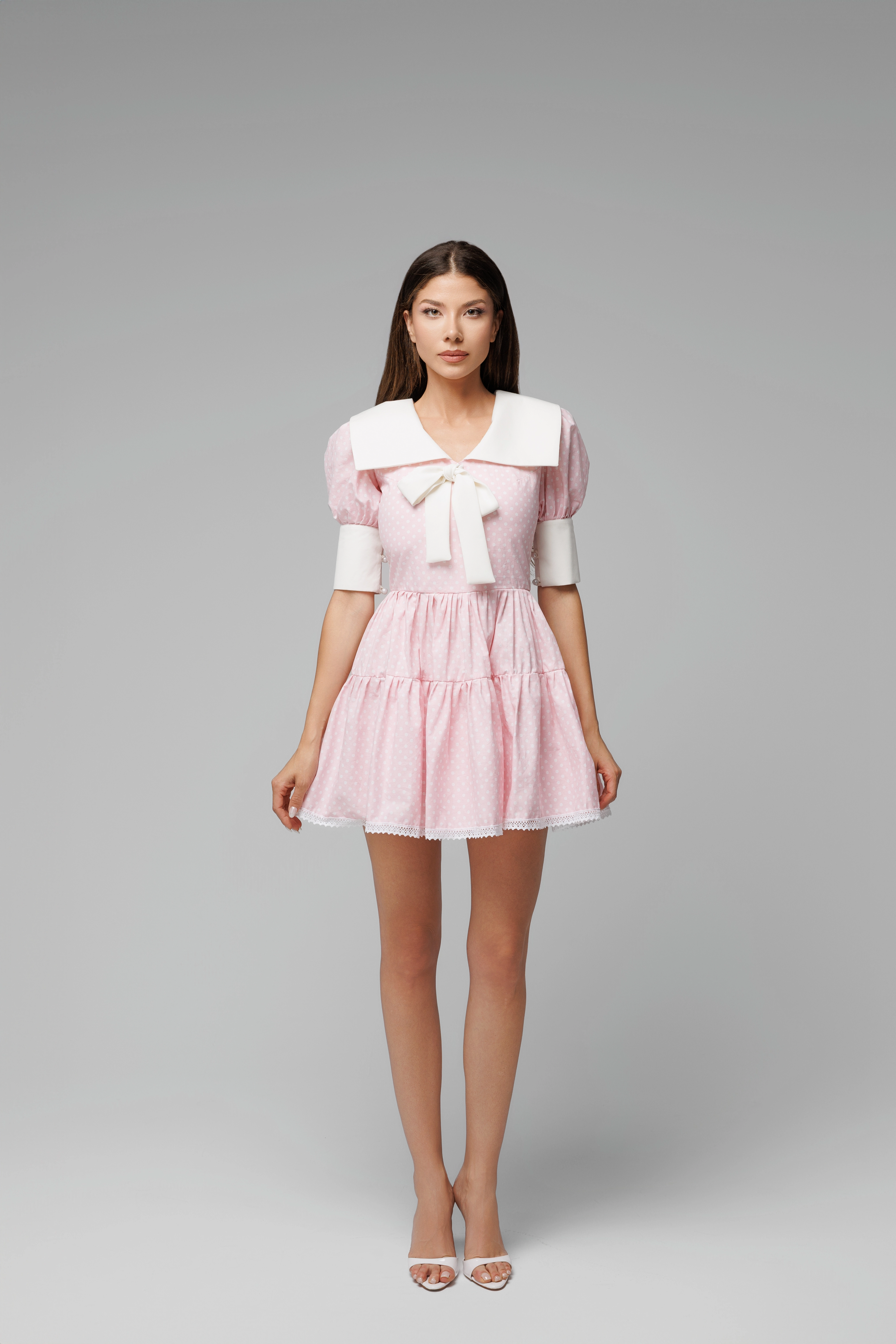Rochii - Rochie Pink Dots Doll - Rochie de vară elegantă