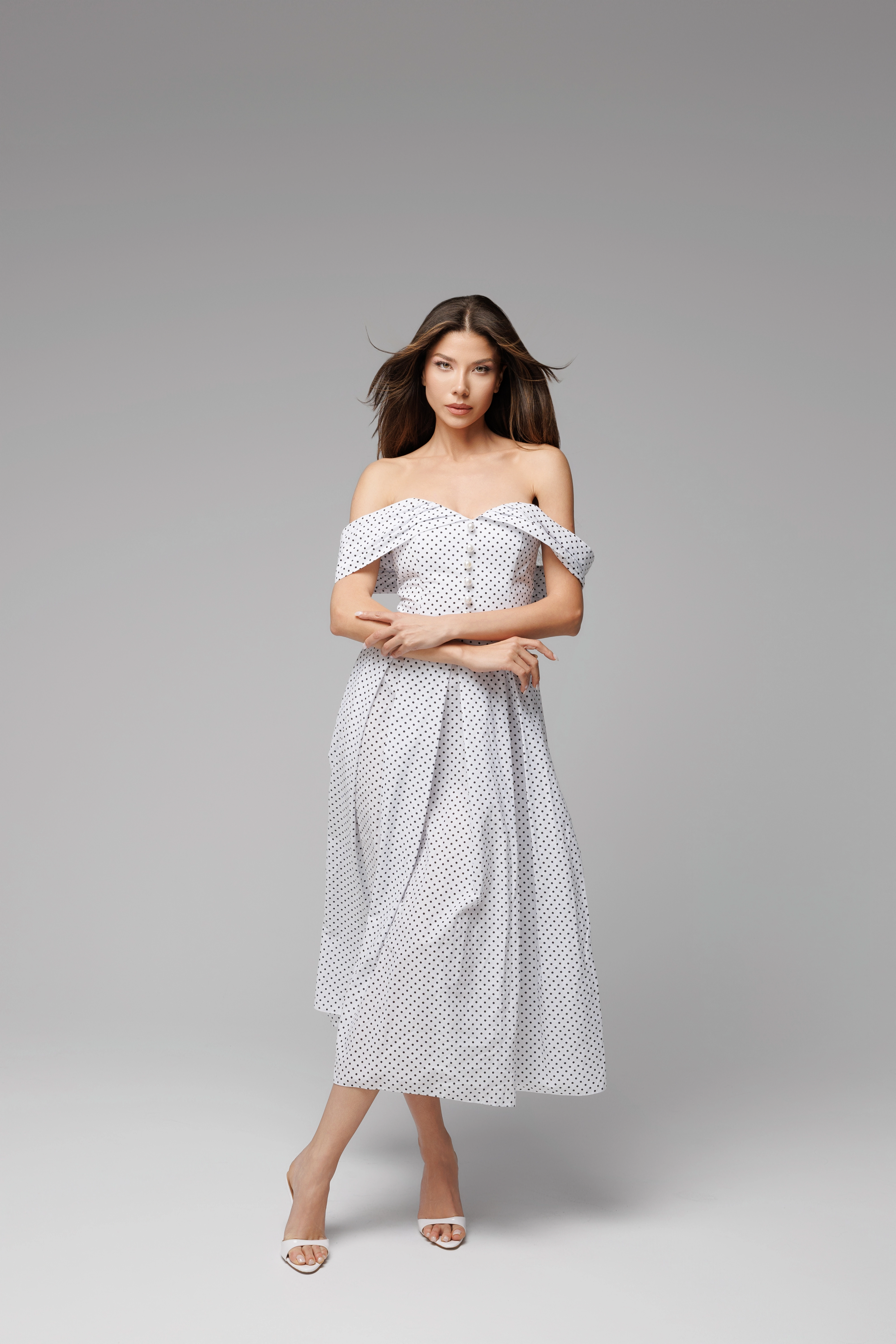 Seturi - Set White Dots Charm - Rochie de vară elegantă