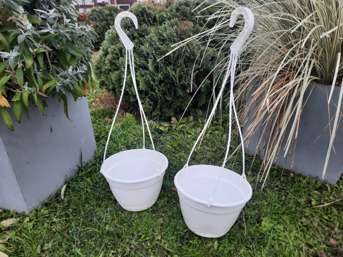 Pachet 10 ghivece suspendate de 25 cm, culoare alb [4]