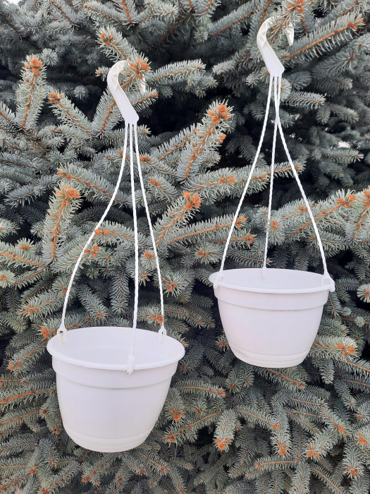 Pachet 10 ghivece suspendate de 25 cm, culoare alb [2]