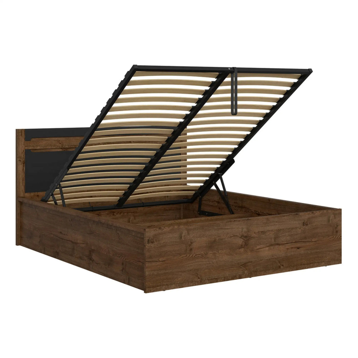 Pat RUSO 140x200, stejar, PAL laminat, cu somiera si lada depozitare [3]