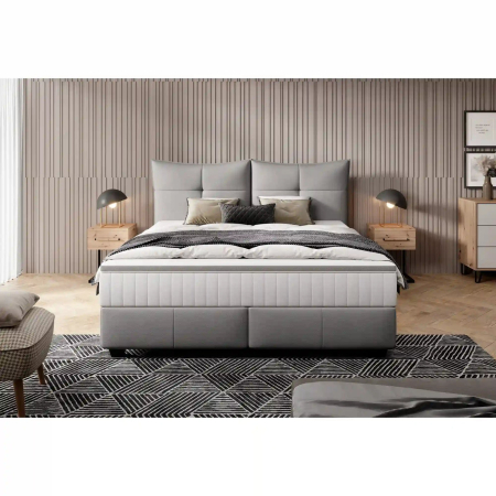 Paturi tapitate - Pat CADIS 180x200, stofa catifelata turcoaz inchis - Riviera 87, cu suport pentru saltea