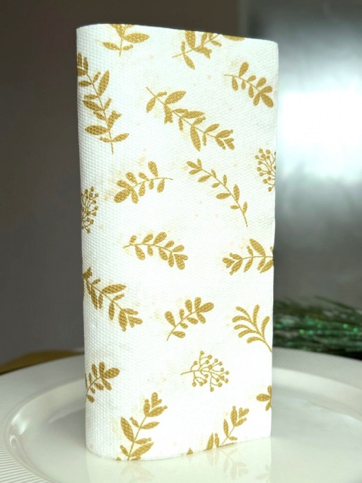 Servetele de masa festive Softpoint - Golden Leaves (frunze aurii) / 38 x 38 cm / 20 buc [1]