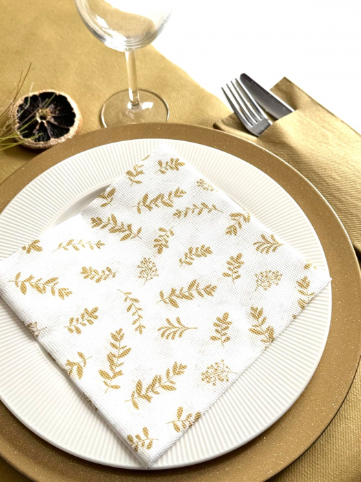 Servetele de masa festive Softpoint - Golden Leaves (frunze aurii) / 38 x 38 cm / 20 buc [7]