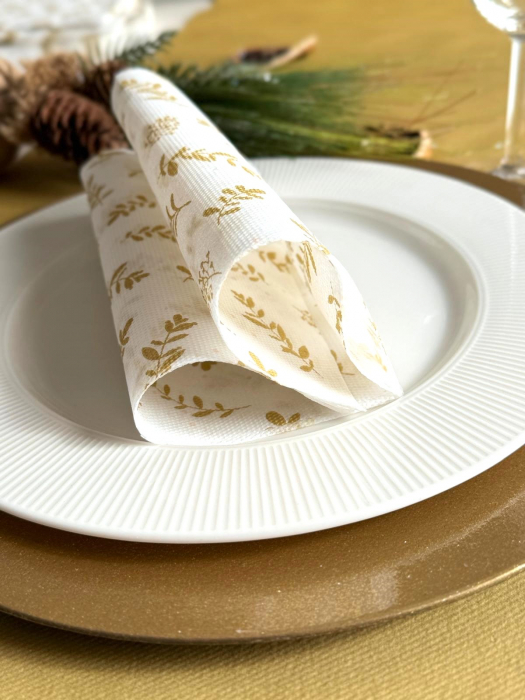 Servetele de masa festive Softpoint - Golden Leaves (frunze aurii) / 38 x 38 cm / 20 buc [3]