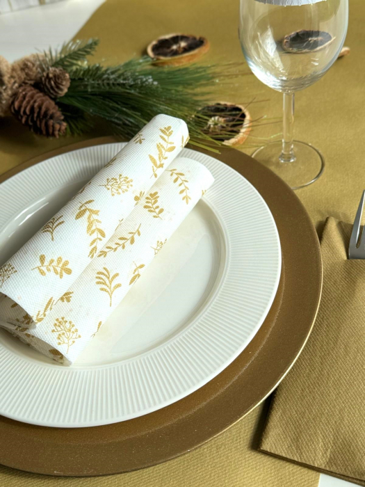 Servetele de masa festive Softpoint - Golden Leaves (frunze aurii) / 38 x 38 cm / 20 buc [5]