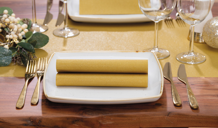 Servetele de masa festive Linclass - Shine metallic gold (auriu sclipitor) / 40 x 40 cm / 50 buc [1]