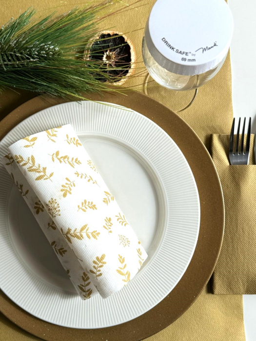 Servetele de masa festive Softpoint - Golden Leaves (frunze aurii) / 38 x 38 cm / 20 buc [6]