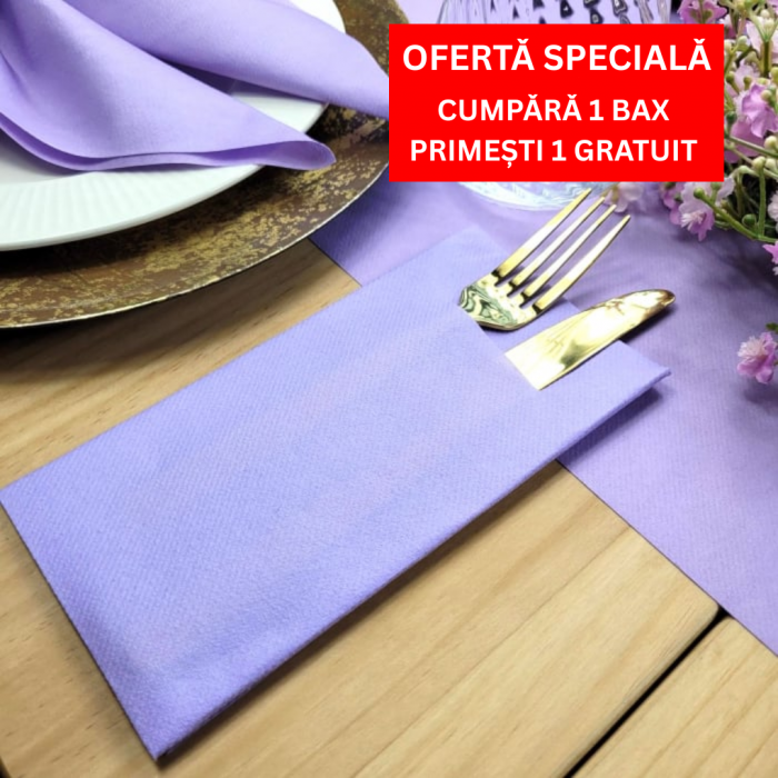 BAX Servetele cu BUZUNAR pentru tacamuri - Linclass Lila / 40 x 40 cm / 600 buc [1]
