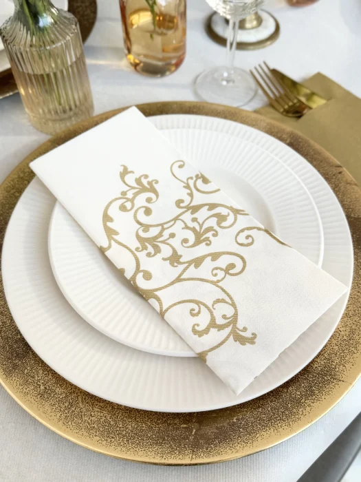 BAX Servetele de masa festive din Airlaid - GOLD (imprimeu auriu) / 48 x 43 cm / 600 buc [5]