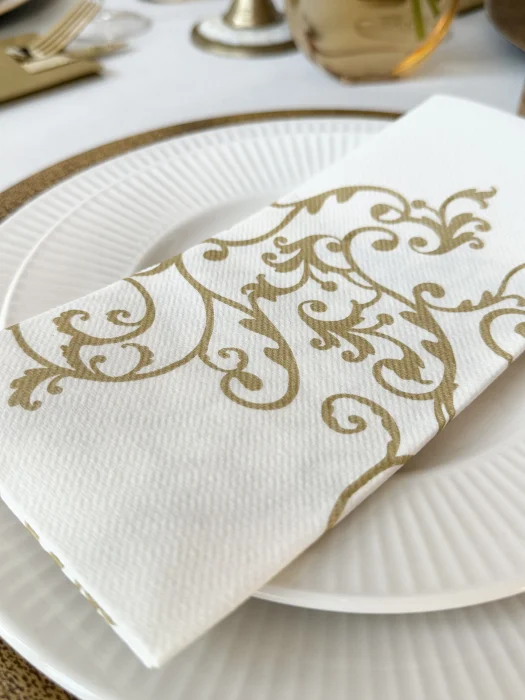 BAX Servetele de masa festive din Airlaid - GOLD (imprimeu auriu) / 48 x 43 cm / 600 buc [2]