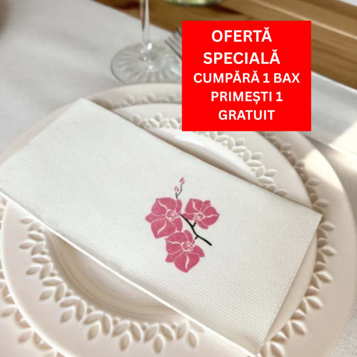 BAX Servetele de masa festive Softpoint - Shija (imprimeu orhidee roz) / 40 x 40 cm / pliate 1/8, 600 buc [1]