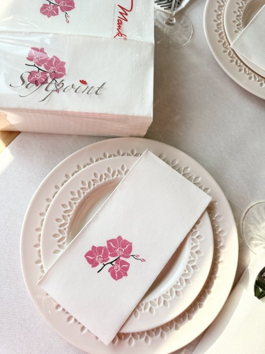 BAX Servetele de masa festive Softpoint - Shija (imprimeu orhidee roz) / 40 x 40 cm / pliate 1/8, 600 buc [2]