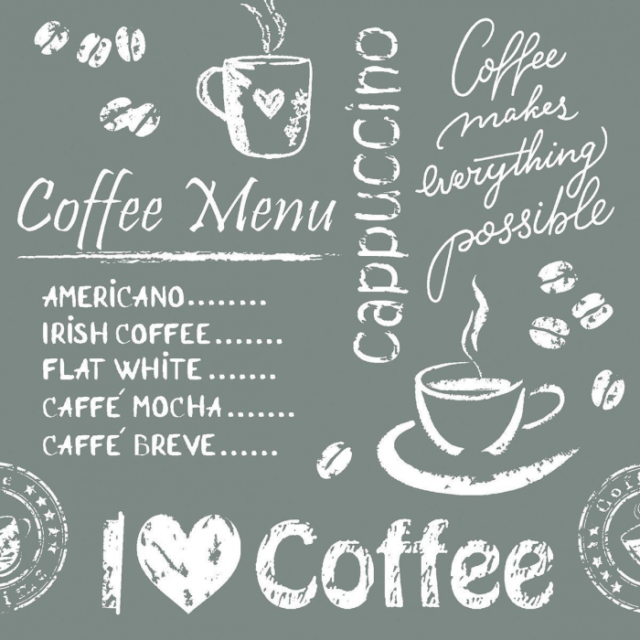 Coastere/suporturi din hartie Tissue pentru cesti / Coffee Time - antracit / 9 x 9 cm / 250 buc [1]