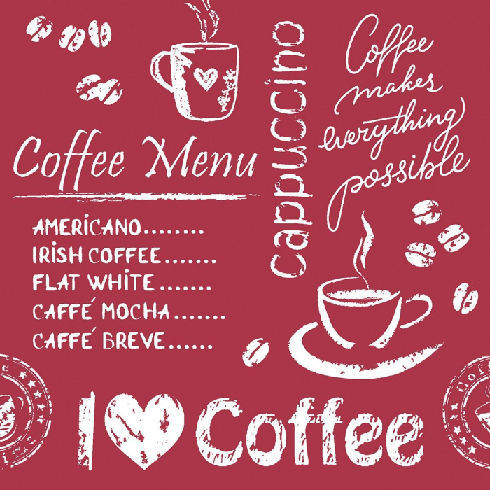 Coastere/suporturi din hartie Tissue pentru cesti / Coffee Time - bordo / 9 x 9 cm / 250 buc [1]