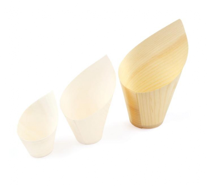 Cupe maxi, oblice, din fasii de lemn (FSC®) pentru aperitive, 220 ml, Ø 70 x h137/70 mm, 30 buc [1]