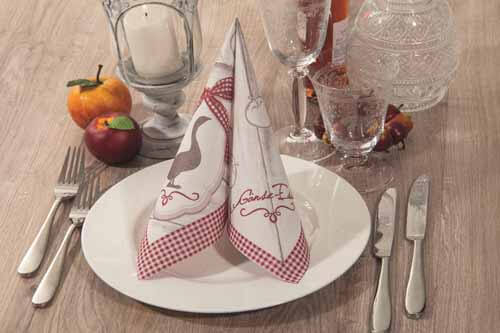 Servetele festive Linclass - Ganse (imprimeu cu gasca) / 40 x 40 cm / 50 buc [2]