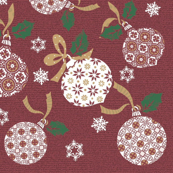 Servetele de masa festive Linclass - Soren (globuri pe fundal bordeaux)  / 40 x 40 cm / 50 buc [2]