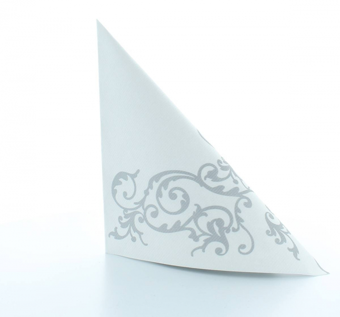 Servetele de masa festive Linclass - Pomp (Argintiu-Alb) / 40 x 40 cm / 50 buc [7]