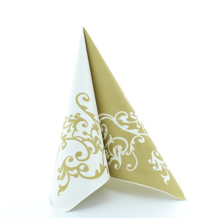 Servetele de masa festive Linclass - Pomp (Auriu-Alb) / 40 x 40 cm / 50 buc [7]