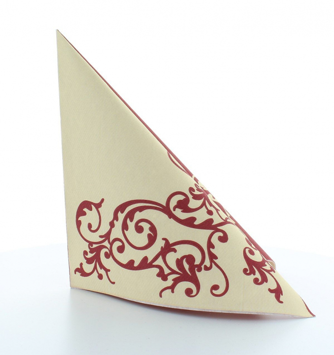 Servetele de masa festive Linclass - Pomp (Bordeaux-Crem) / 40 x 40 cm / 50 buc [8]
