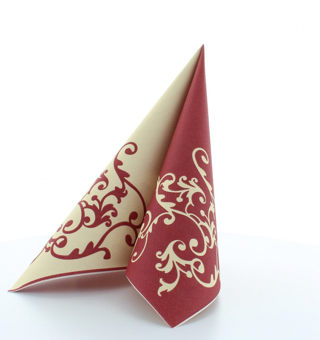 Servetele de masa festive Linclass - Pomp (Bordeaux-Crem) / 40 x 40 cm / 50 buc [6]