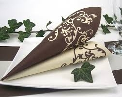 Servetele de masa festive Linclass - Pomp (crem-mocca) / 40 x 40 cm / 50 buc [10]