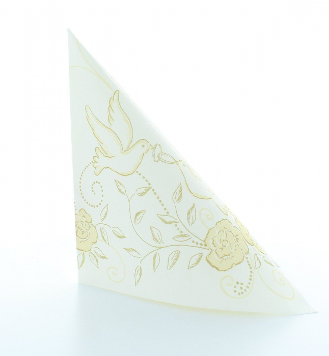 Servetele de masa festive Linclass Wedding - Nunta (Crem-Auriu) / 40 x 40 cm / 50 buc [3]