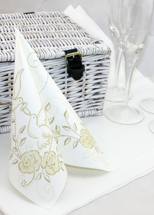 Servetele de masa festive Linclass Wedding - Nunta (Crem-Auriu) / 40 x 40 cm / 50 buc [1]