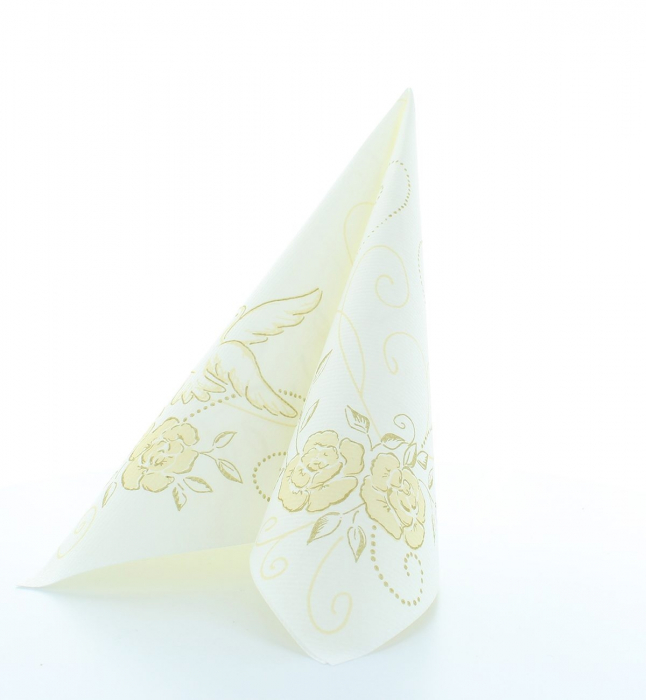 Servetele de masa festive Linclass Wedding - Nunta (Crem-Auriu) / 40 x 40 cm / 50 buc [5]